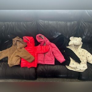 GAP Kids Puffers in Brown, Red, Pink, Black, and Cream